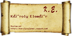 Károly Elemér névjegykártya